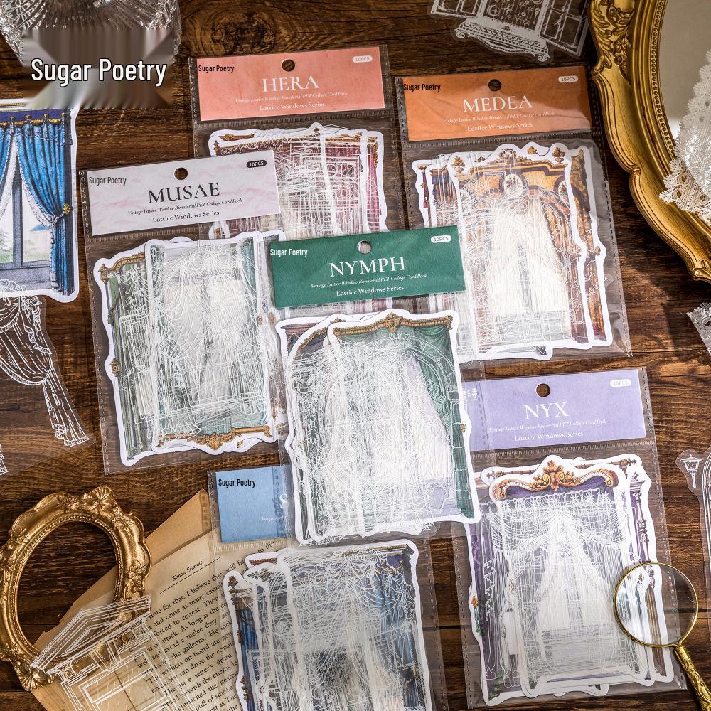 Confezione di Adesivi Floreali Vintage per Finestre: Serie Pizzo e Fiori per Diari – 6 Stili