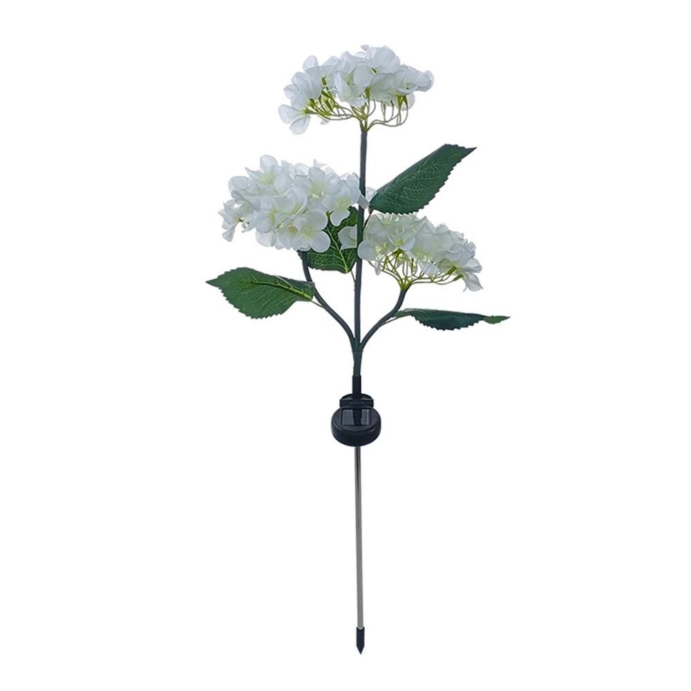 Solar 3 Heads Hydrangea Ground Lamps Outdoor Simulation LED Flower Stake Lights Waterproof Garden Party Decor