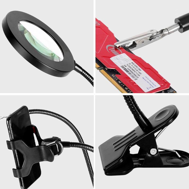 10X LED Magnifying Lamp 360°Flexible Adjustable Gooseneck Magnifier Light for Reading Craft Close Work