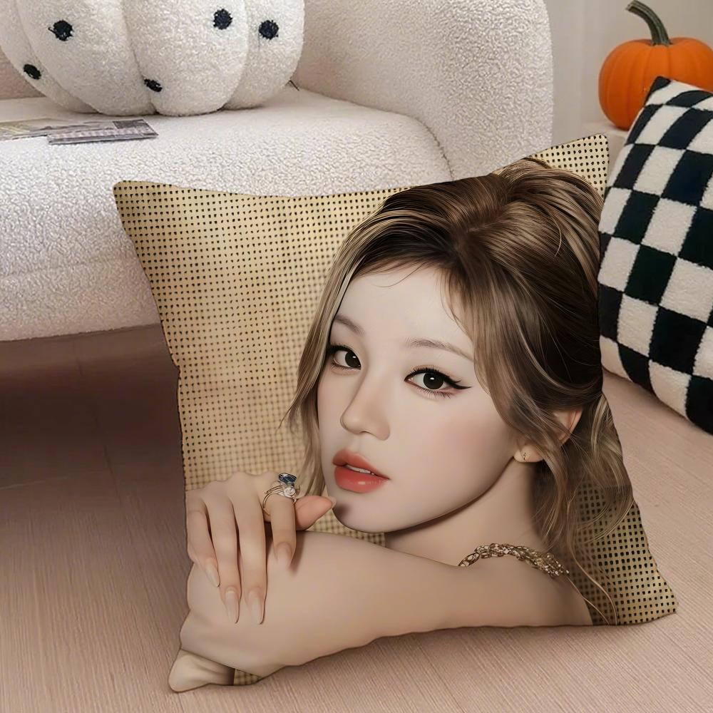 Quirky Korean Beautiful Singer SSong Yuqi Cushion Cover Throw Pillow Cover Hidden Button Durable Polyester Chair Cushion