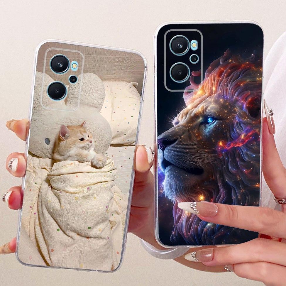 For Realme 9i 4G Case RMX3491 Transparent Cute Cat Fashion Butterfly Funny Painted Casing For Real me 9i 4G Cover