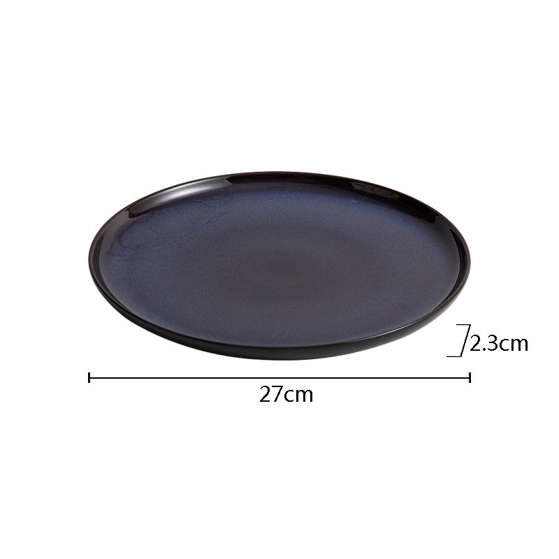 Kiln Changes Blue Ceramic Flat Plate Hotel Creative Steak Plate Dessert Plate Sushi Plates Breakfast Plates Featured Tableware