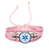 Emergency Medical Technician Paramedic Symbol Logo Black Button Leather Bracelet Glass Dome Blue Star of Life Logo Jewelry