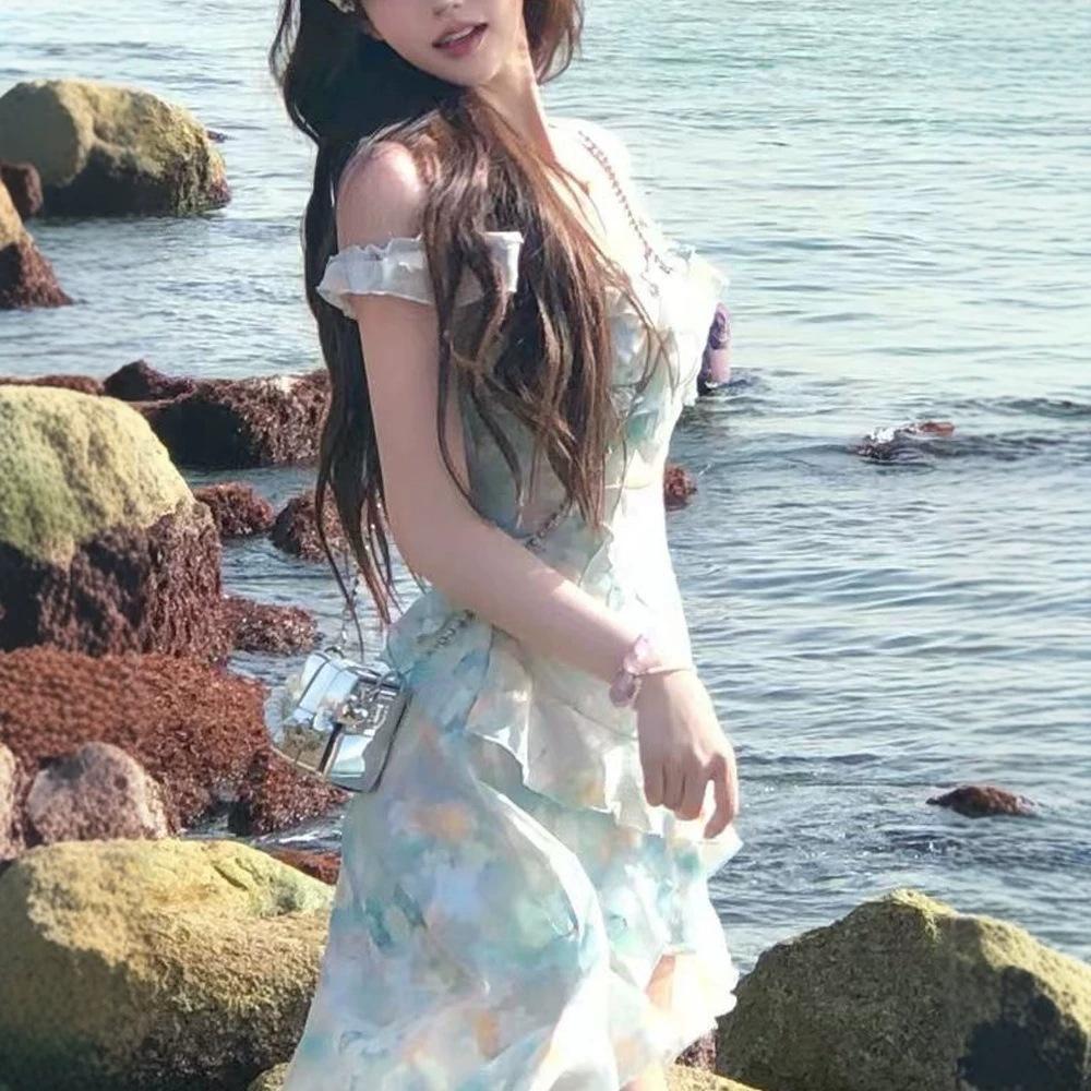 The sea of twilight, sweet in summer, small fresh floral show Spice girl dress women's summer new