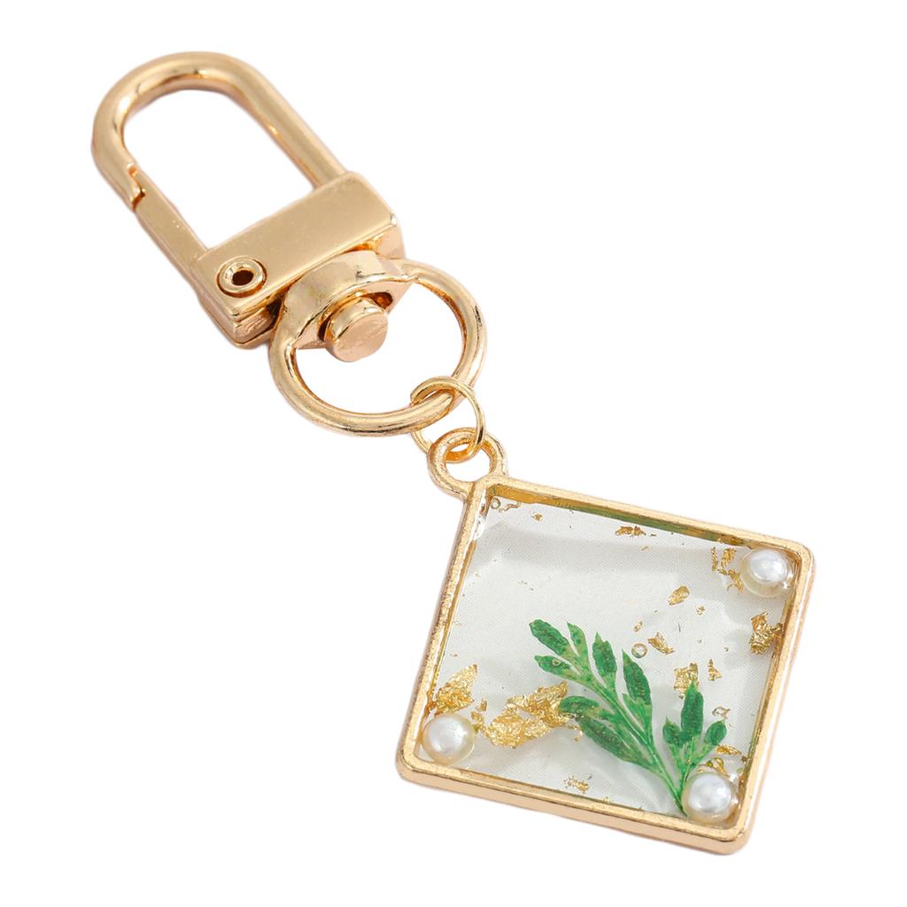 Creative-Natural Flower Keychain Round Polygon Water Drop Pendant Keyring For Birthday Summer Party Favor Daisy Keyring