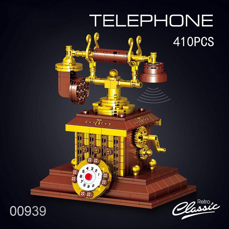 Classic Retro Phonograph Telephone Recorder Sewing Machine Idea Mini Block Model Building Brick Educational Toys For Kids Gifts