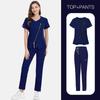 Beauty Salon Spa Private Club Confinement Center Hand Washing Clothes Surgical Clothes Nursing Clothes Solid Color Staff Uniform Embroidery Characters