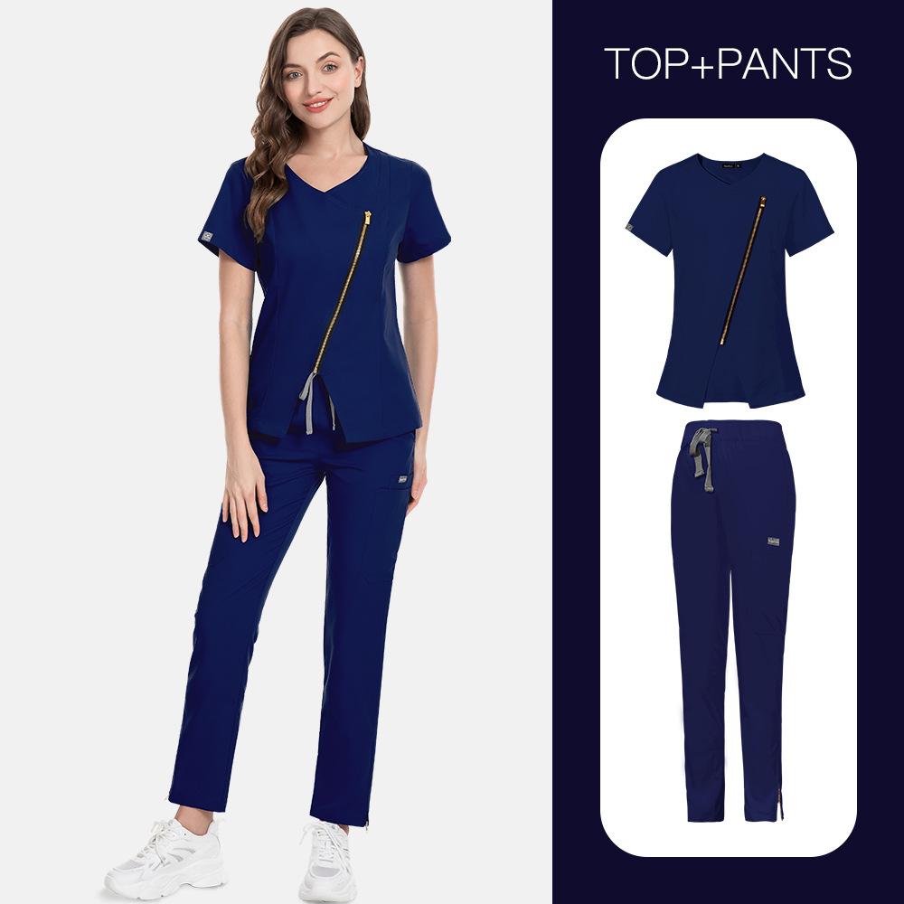 Beauty Salon Spa Private Club Confinement Center Hand Washing Clothes Surgical Clothes Nursing Clothes Solid Color Staff Uniform Embroidery Characters