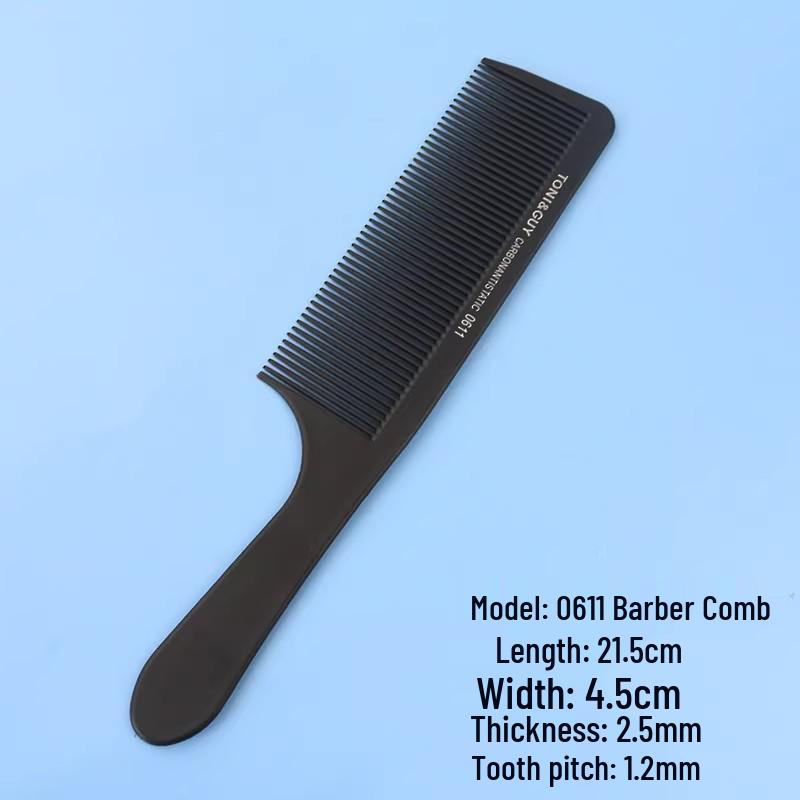 Barber Shop Special: Black Carbon Steel Fine & Long Tooth Large Hairdressing Comb, Ultra-thin Men's Hair Cutting Flat Top Comb.
