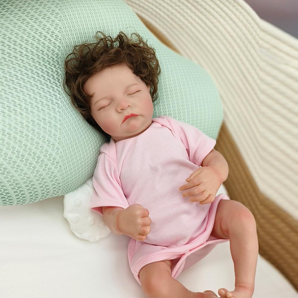 48cm Full Body Silicone Vinyl Doll Painted Baby Doll With Rooted Hair For Kid's Christmas Gift Muñecas Reborn Doll Toy