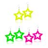 3 Pairs of Neon Earrings for Women 80s and 90s Women's Outfits, Women's Neon Shirts, Lightning Star Rectangular Earrings