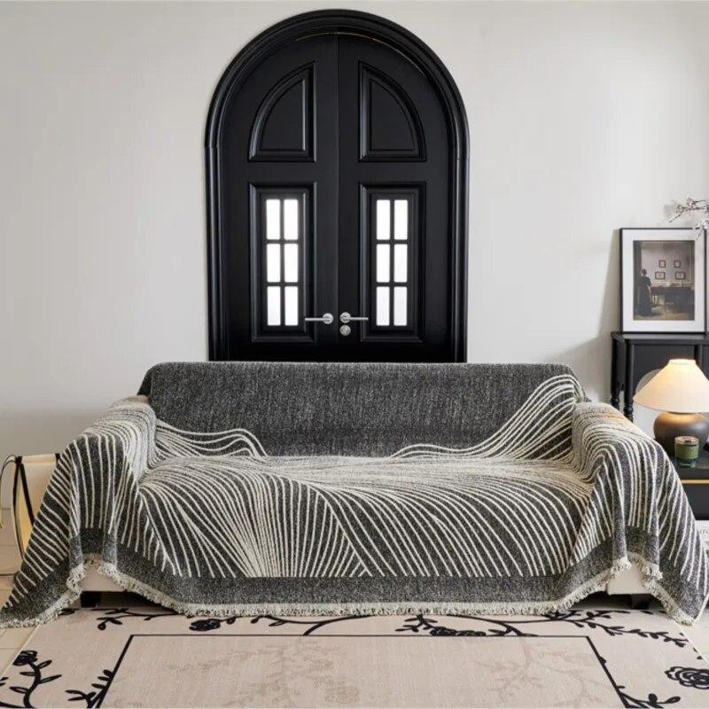 Camping Blanket Tapestry Bedspread Nordic Home Decor Leisure Sofa Cover Tassel Line Blanket for 1/2/3/4 Seater Wild Tent Blanket