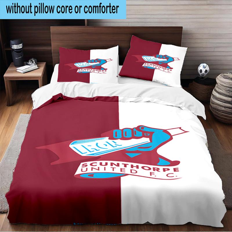 3PCS Scun-thorpe Football Crest Bedding Set,Including 1pc Duvet Cover And 2pcs Pillowcases Perfect for Bedroom, Dormitory, Fan Christmas gift