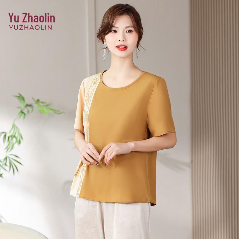 YUZHAOLIN Women s Elegant Floral Short Sleeve T-Shirt 3XL