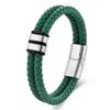 Mens Black Leather Braided Bracelet DIY Cuff Personalized Handmade Jewelry Trendy Accessory