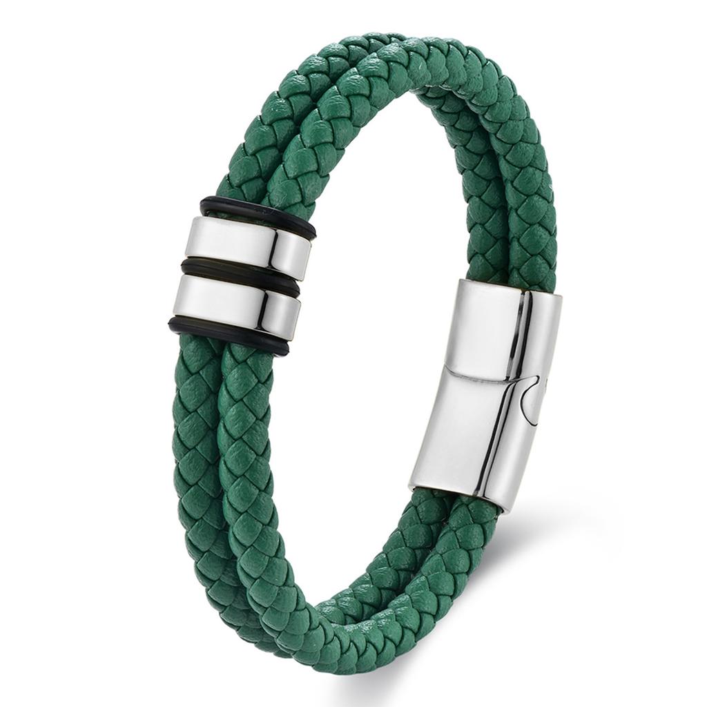 Mens Black Leather Braided Bracelet DIY Cuff Personalized Handmade Jewelry Trendy Accessory