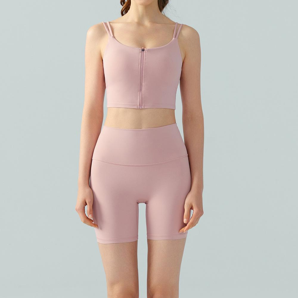 

Трансграничный комплект для занятий спортом на открытом воздухе: майка для йоги и шорты с высокой талией и эффектом лифтинга ягодиц с ощущением обнаженности Large