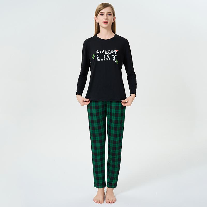 

English Letter Christmas Print Women s Pajama Set: Stylish European & American Home Wear XL