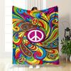 Colorful Hippie Peace Sign Art Blanket Flannel Blanket for Bedroom, Living Room, Sofa, and Nap Sofas.
