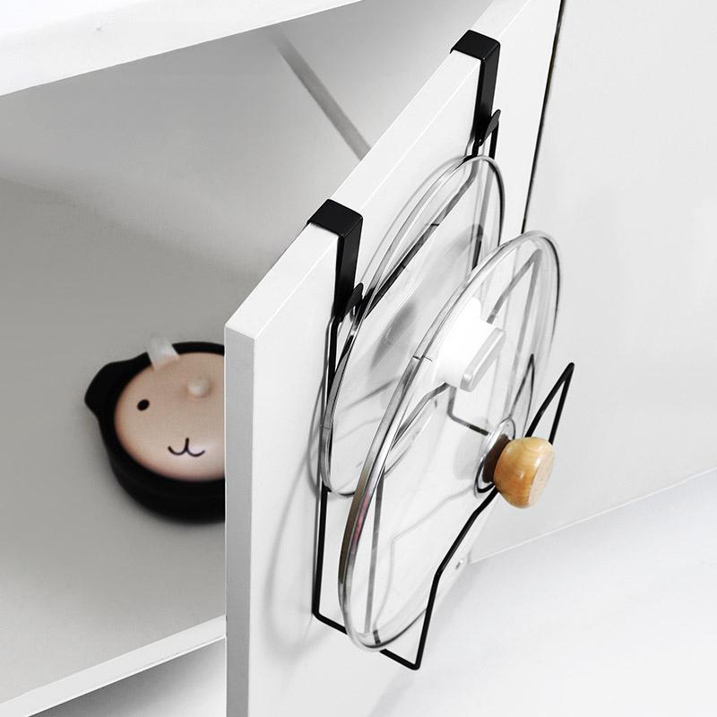 Pan Lid Storage Rack Door Mount Pot Cover Organizer Holder Kitchen Accessories Chopping Board Rack Cabinet Door Storage Shelf