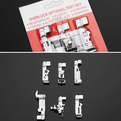 Accesorii pentru mașini de cusut overlock Picioare presor pentru Singer 968 Set de 6 picioare presore Overlock