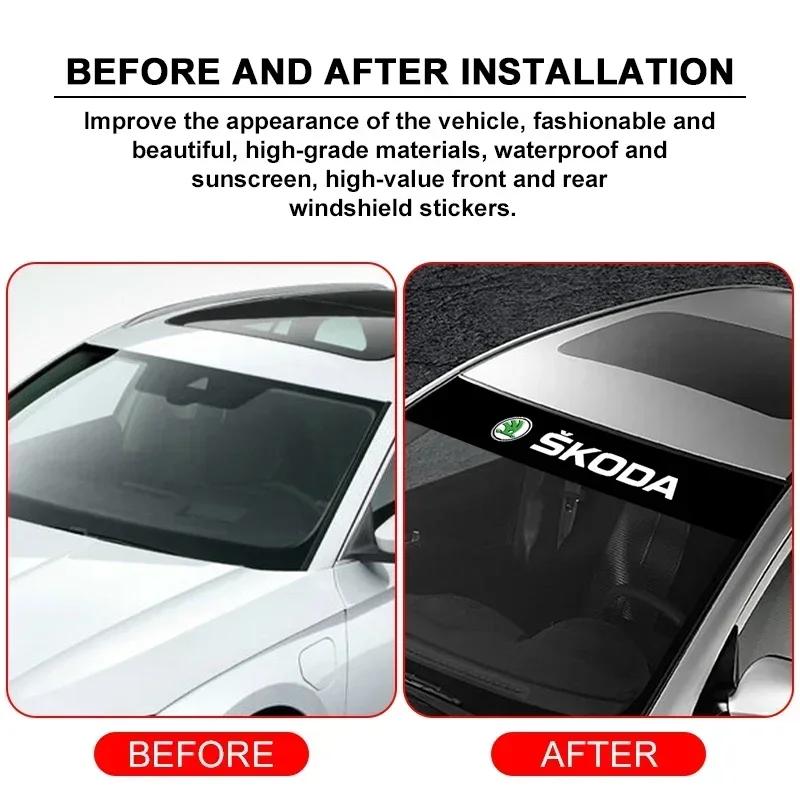 AAFM1 Car front window shade decorative sticker For Skoda Octavia MK2 MK3 2 3 A7 Fabia Karoq Kodiaq Superb Rapid Kamiq Scala Yeti Di