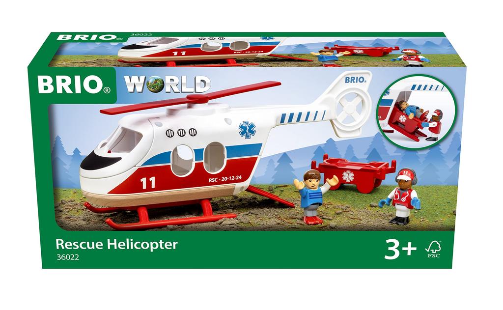 BRIO Ambulance Helicopter Ages Wooden Gift [4-Piece Set] 36022, 3+. [Toy, Toy, Scenery, Helicopter, (Birthday/Christmas)]