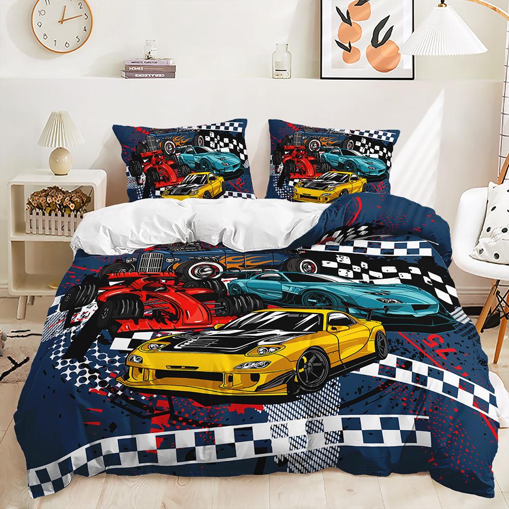 Three-Piece Car Racing Race Quilt Set Two-Piece Bedding Set