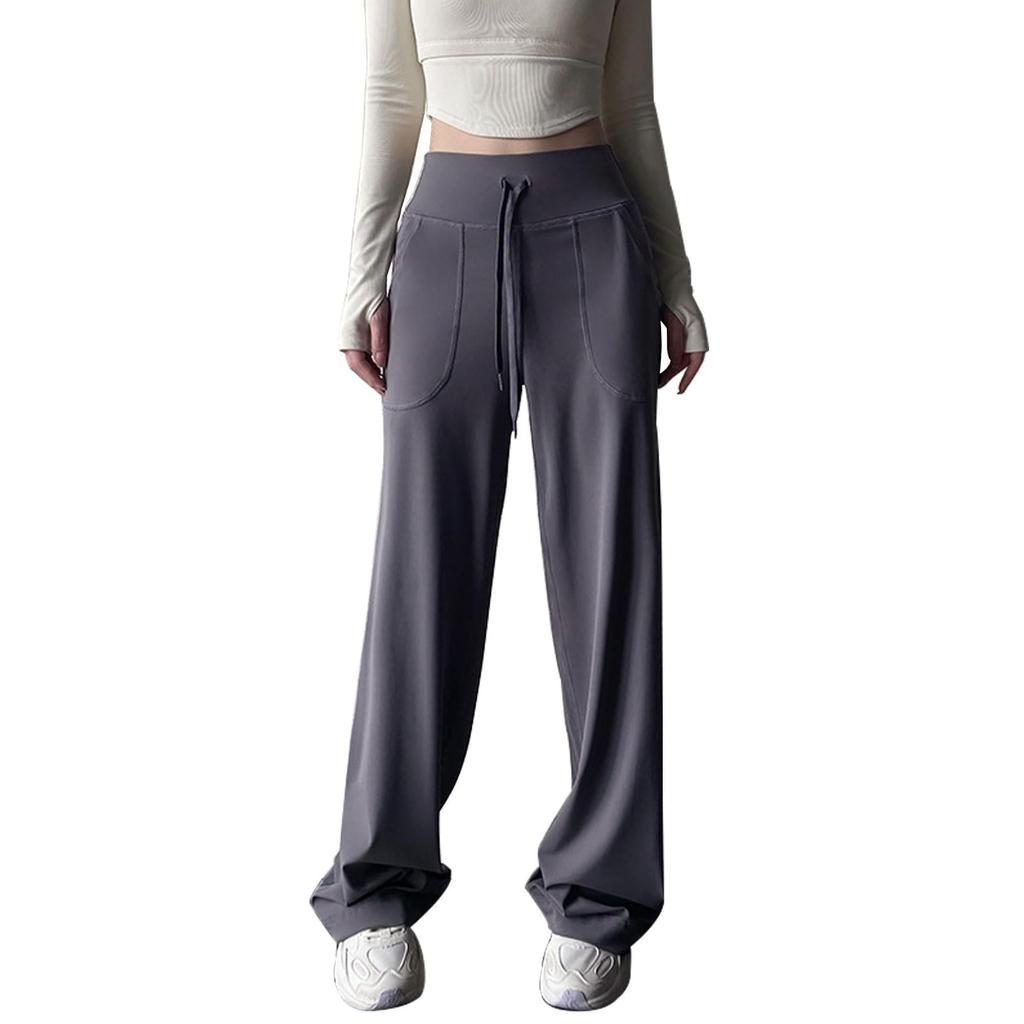 Yodilala Yoga Long Jogger Loose Size S Women's Leggings, Pants, Moisture-Wicking, Quick-Drying, High-Waisted Pants, Fit, Gray,