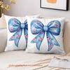 1 Pieces Blue Bow Floral Printed Pillowcase 2D Flat Polyester pillowcase, sofa decorative cushion cov Headboard Pillow