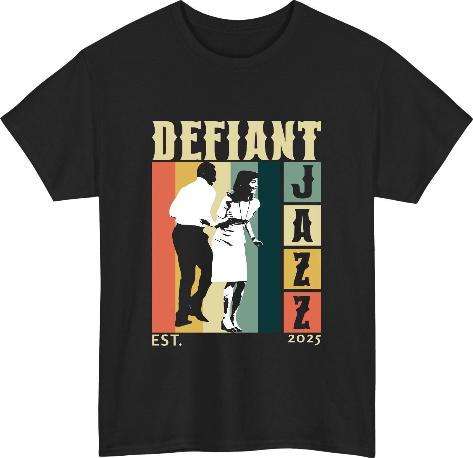 Personalised Defiant Jazz 100% Cotton T-shirt Mens Tees Top Custom Date Severance TV Show Defiant Fab Tee 4XL