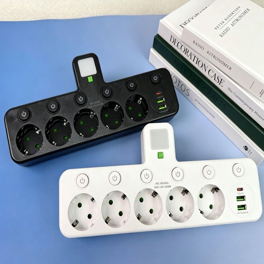 2/ 3 / 4/ 5 Plugs EU Plug Outlet Wall Mounted Outlet Electrical Socket Power Strip Home Offices