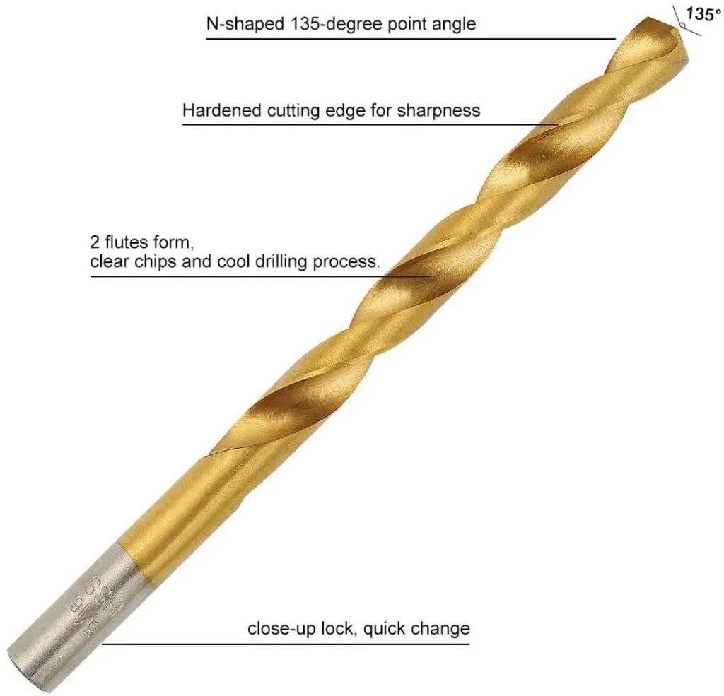 99Pcs 1 4 1 16 Twist Drill Bit Set HSS Titanium Coated Anti Rust Wear Resistant High Speed Steel Drill Bits