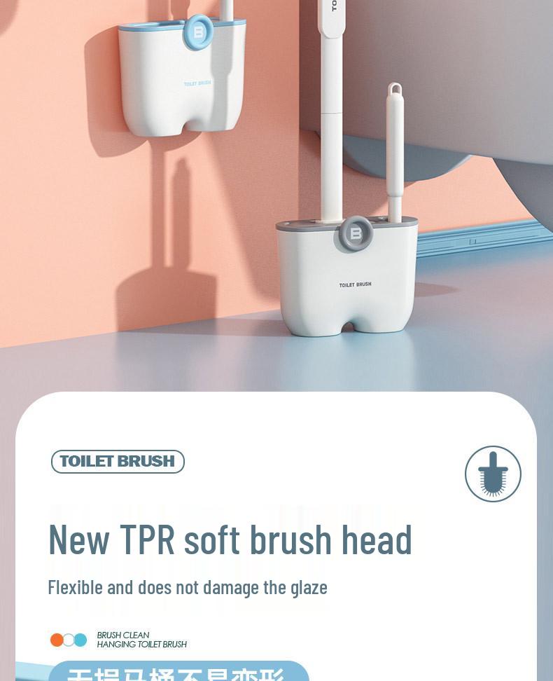 Wall-Mounted Toilet Brush Set with Base - Luxurious and Drainable Design