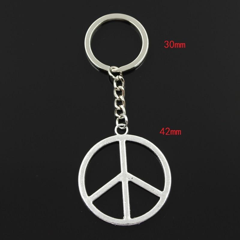 

Модный 30 мм брелок для ключей, металлический брелок для ключей, ювелирные изделия, античное серебро, цветное покрытие, символ мира, 47x42 мм, подвеска серебряный