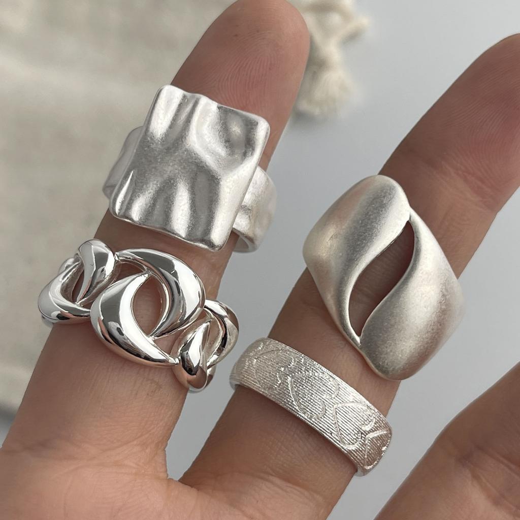 925 Sterling Silver Rings for Women Couple Minimalist Handmade Simple Moon Heart Ring Fine Jewelry Gift Prevent Allergy
