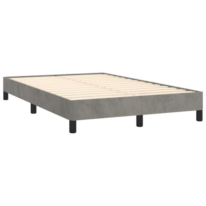 Cadre de lit avec matelas - Maison Exclusive - 120x190cm - Velours gris clair - 2 places