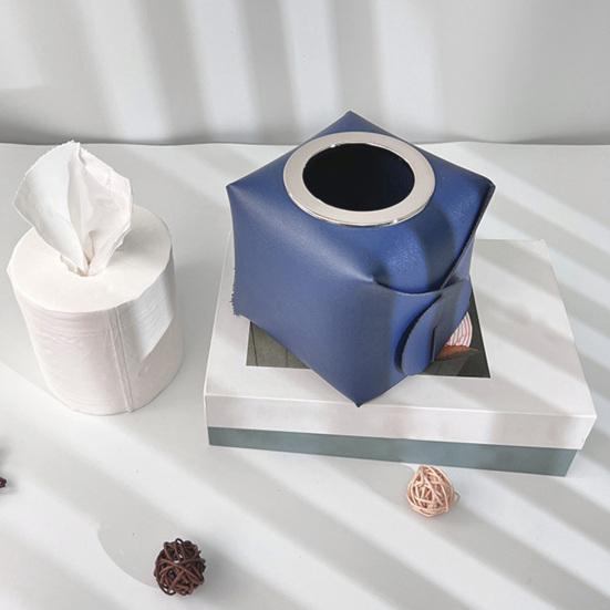 Roll Paper Box Multifunctional Square Large Diameter High Capacity Reusable Pen Holder Faux Leather Napkin Paper Case Desktop Sundries Organizer