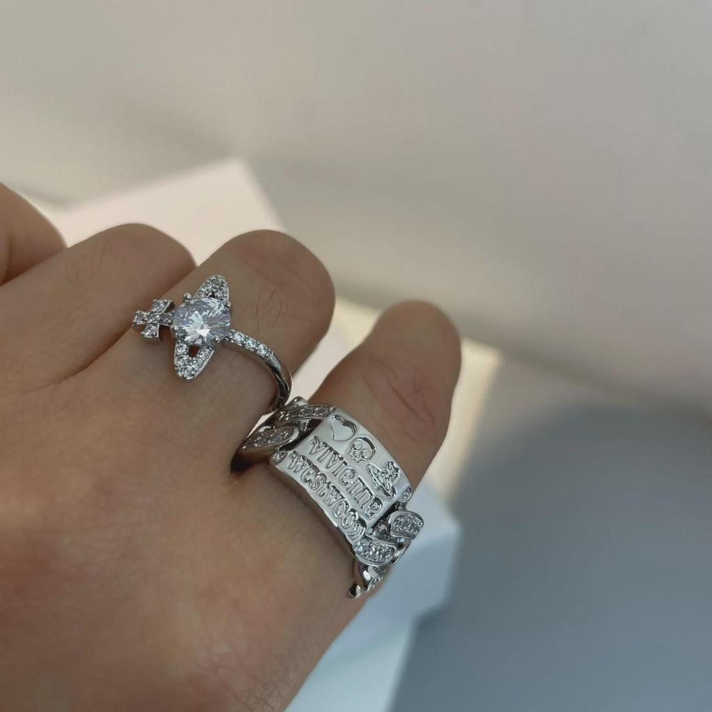 Adjustable Geometric Diamond Zircon Letter Ring - Empress Dowager Cixi Inspired
