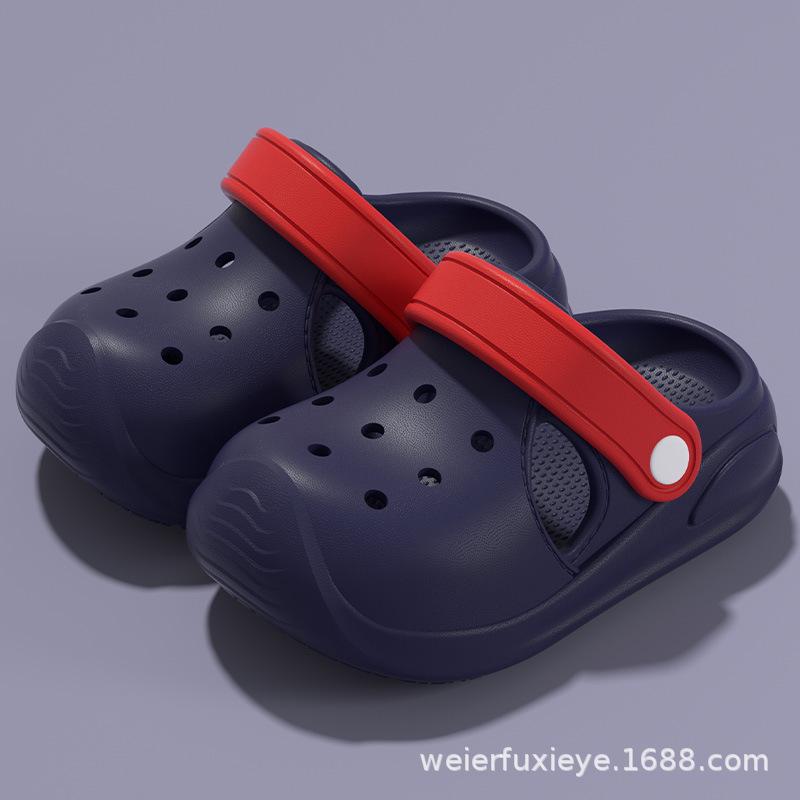 Children's Perforated Sandals for Boys and Girls, Infants and Toddlers, Hollowed-out Closed-toe Sandals, Non-slip Beach Slippers for Young Children