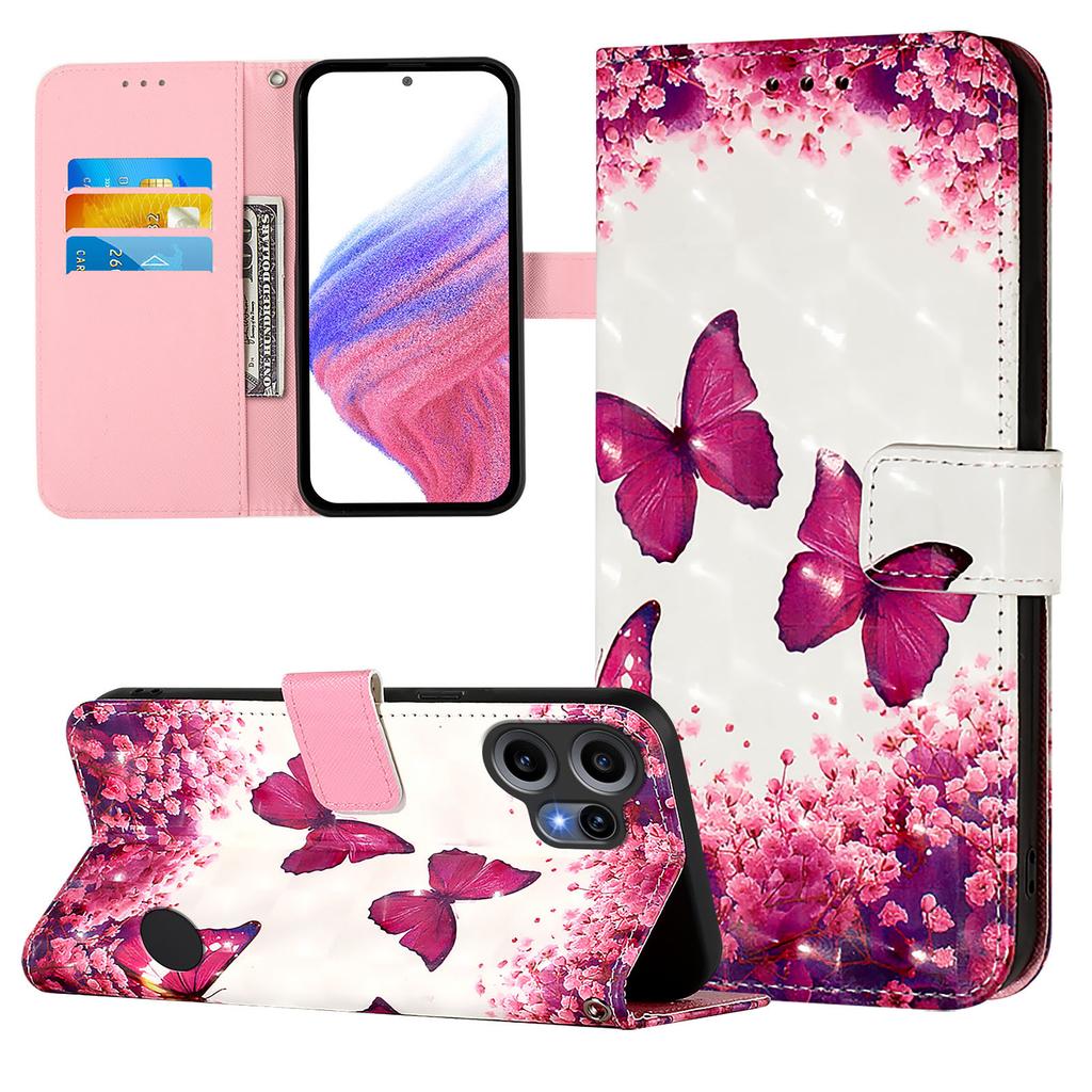 Für Nothing CMF Phone 2 Pro Lederhülle Musterdruck Geldbörse Ständer Handyhülle mit Trageband