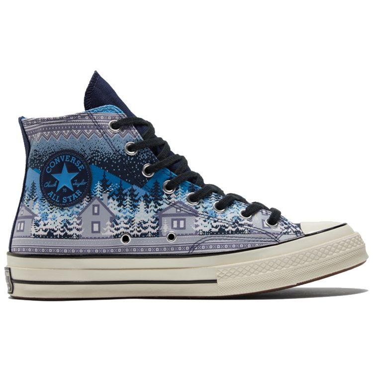 Converse 1970s Chuck Taylor All Star Print Abrasion Resistant High top Canvas Shoes Unisex Blue Gray 172135C