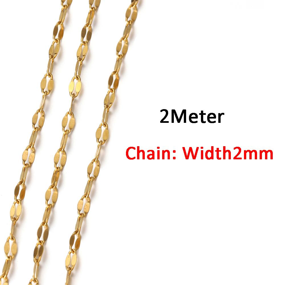 2Meters/1Meter Stainless Steel Chain High Quality Gold Color Chains for Bracelet Necklace Jewelry Making DIY Findings Wholesale
