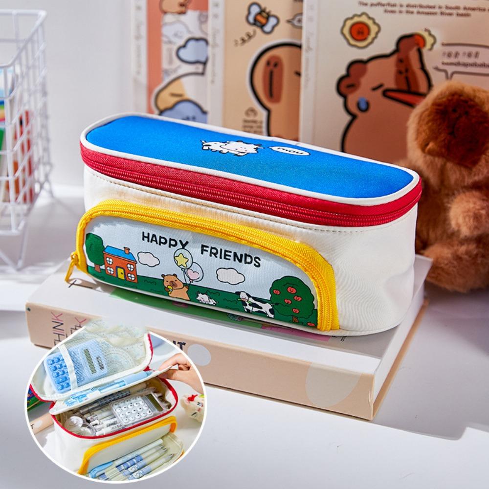 

Косметичка корейская пенал большой вместимости сумка для хранения канцелярских принадлежностей косметичка подарки Style 1