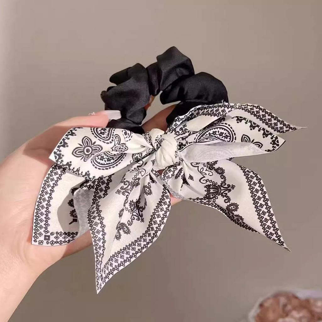 Women's French Heart Print Cashew Flower Bow Hair Clip - Retro Fashion Style