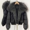 Pinghu duck down warm down jacket women's removable natural real fox fur collar jacket daily versatile top