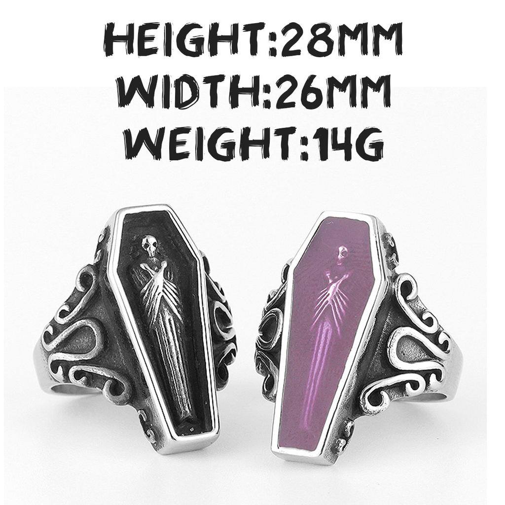 Vampirsarg Geist Edelstahl Herrenringe Gothic Punk Einzigartig Cool für Männlichen Freund Schmuck Kreativität Geschenk