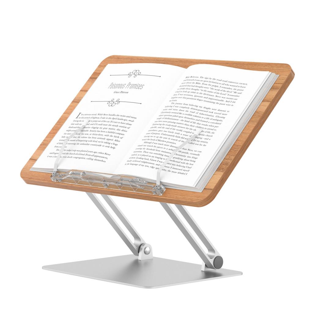 UPERGO BG-4 Aluminum Alloy +Wood Board Textbook Tablet Holder Stand Desktop Book Reading Bracket