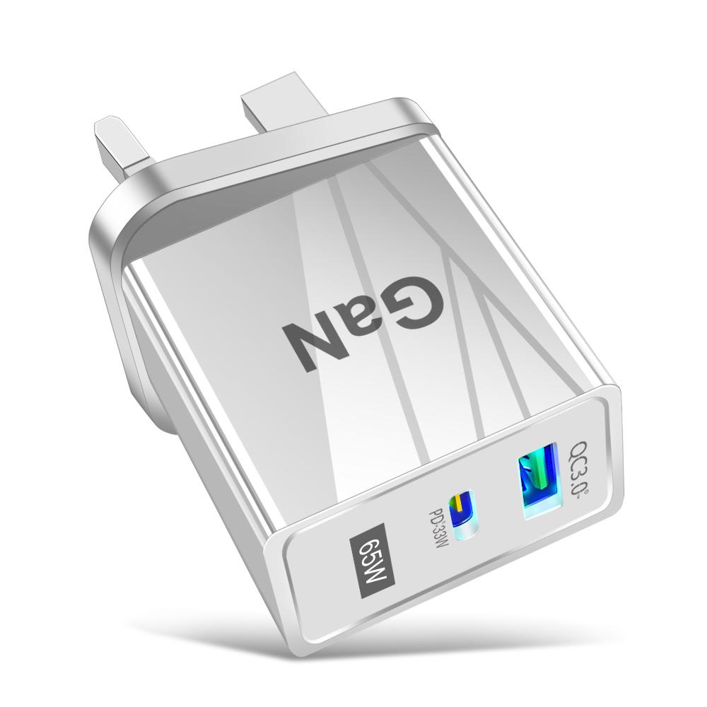 VAORLO GaN-Ladegerät 65 W Schnellladung PD USB Schnellladung QC3.0-Ladegerät EU US UK-Anschlüsse