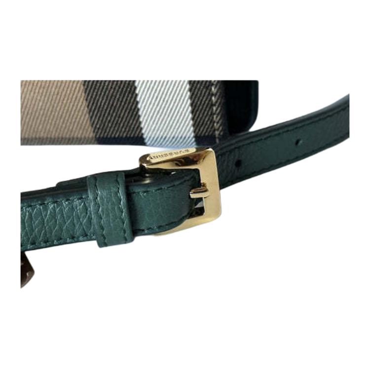 Burberry Check Print Flap Closure Small Calfskin Crossbody Shoulder Bag Women bags Green 80801611
